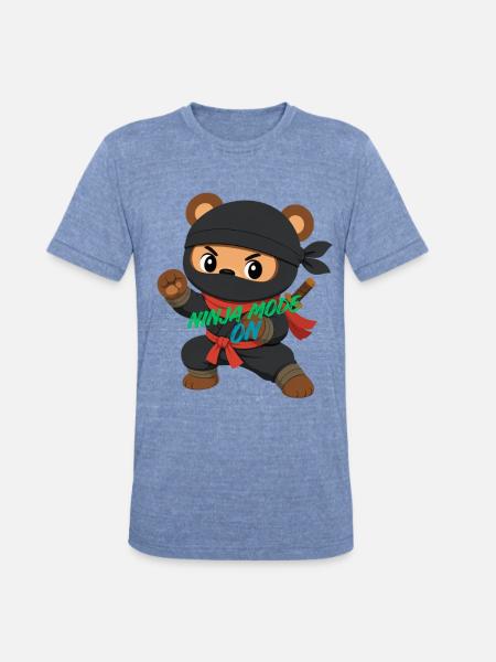Ninja Panda Bear Mode On - Unisex Tri-Blend T-Shirt - heather blue