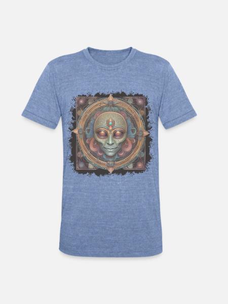 Alien face - Unisex Tri-Blend T-Shirt - heather blue