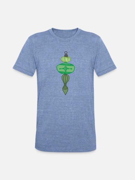 Green Christmas Ornament - Unisex Tri-Blend T-Shirt - heather blue