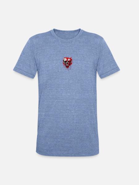 Blood Splash Skull Art - Unisex Tri-Blend T-Shirt - heather blue