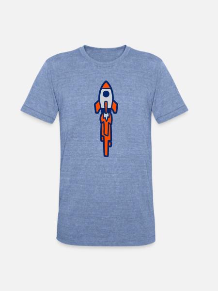 Launching Rocket Silhouette - Unisex Tri-Blend T-Shirt - heather blue
