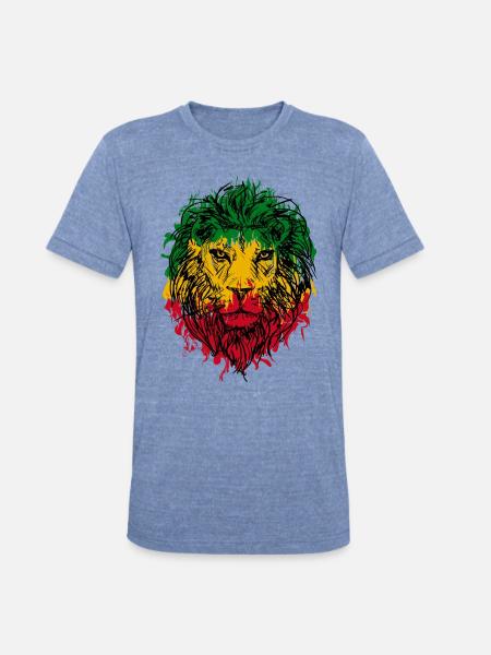 Africa map rasta lion - Unisex Tri-Blend T-Shirt - heather blue