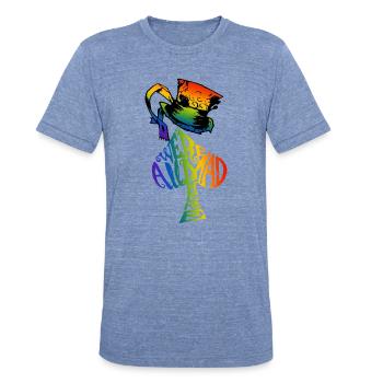 Alice in Wonderland | Were All Mad Here | Mad Hatter | LGBT Rainbow - Unisex Tri-Blend T-Shirt - heather blue - Front - Brady (186cm)