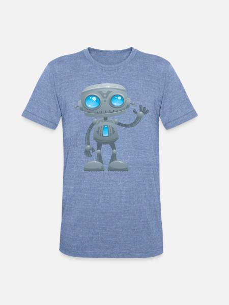 Waving Robot - Unisex Tri-Blend T-Shirt - heather blue