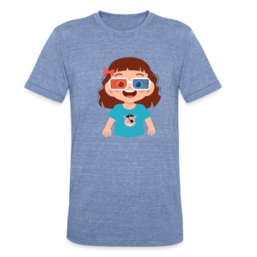 Girl red blue 3D glasses doing Vision Therapy - Unisex Tri-Blend T-Shirt