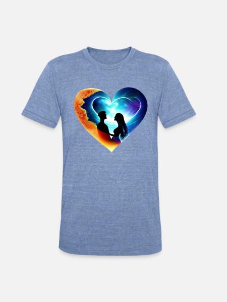 I Love You - Unisex Tri-Blend T-Shirt - heather blue