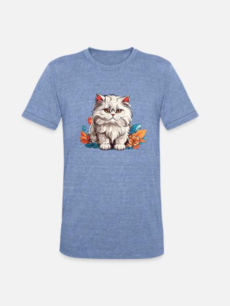 Persian Cat - Unisex Tri-Blend T-Shirt - heather blue