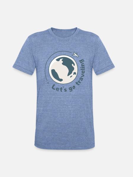 Lets go traveling - Unisex Tri-Blend T-Shirt - heather blue
