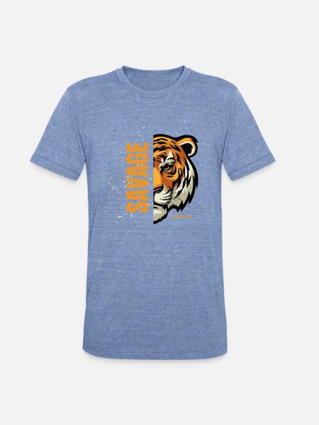 tiger - Unisex Tri-Blend T-Shirt - heather blue