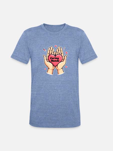 Caring Hands - Unisex Tri-Blend T-Shirt - heather blue