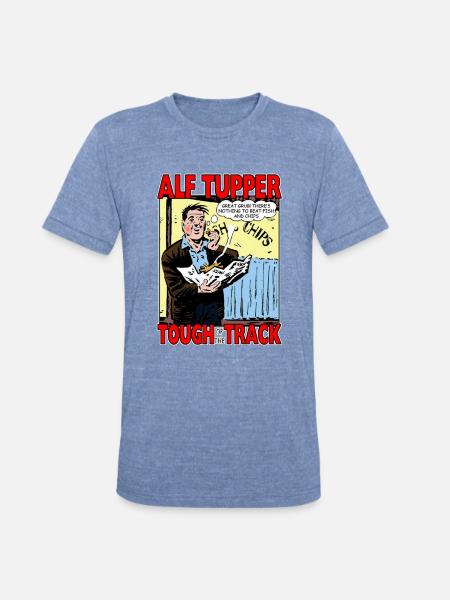 Alf Tupper Tough of the Track Comic Fish & Chips - Unisex Tri-Blend T-Shirt - heather blue