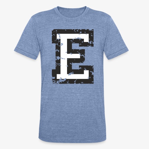Letter E (Distressed) Black/White - Unisex Tri-Blend T-Shirt