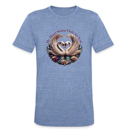 My Heart Swims Only for You Swan Heart T-Shirt - Unisex Tri-Blend T-Shirt