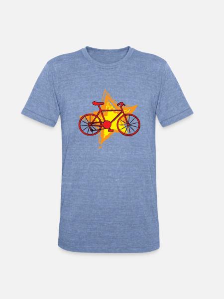 Red Bike Star - Unisex Tri-Blend T-Shirt - heather blue