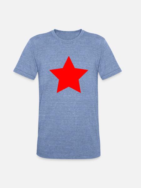 simple red star - Unisex Tri-Blend T-Shirt - heather blue