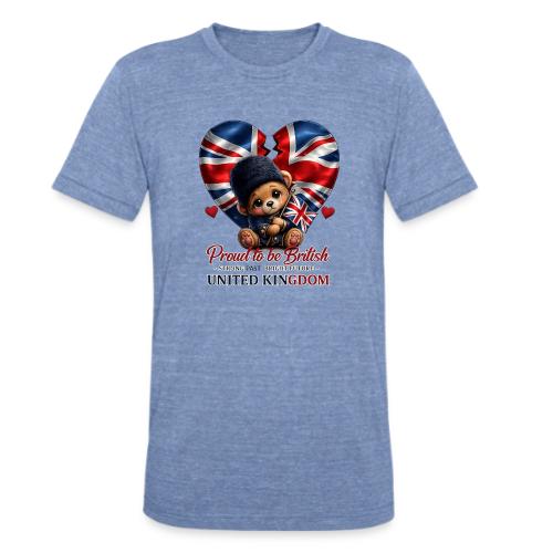 Proud to Be British Teddy Bear UK Patriot Gift - Unisex Tri-Blend T-Shirt