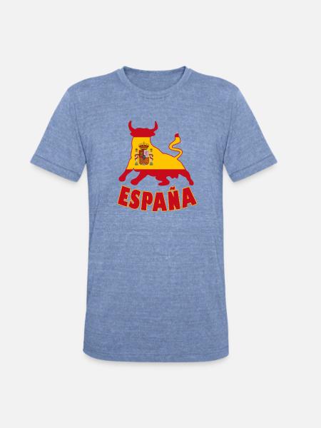 Spain / Espana Bull - Unisex Tri-Blend T-Shirt - heather blue