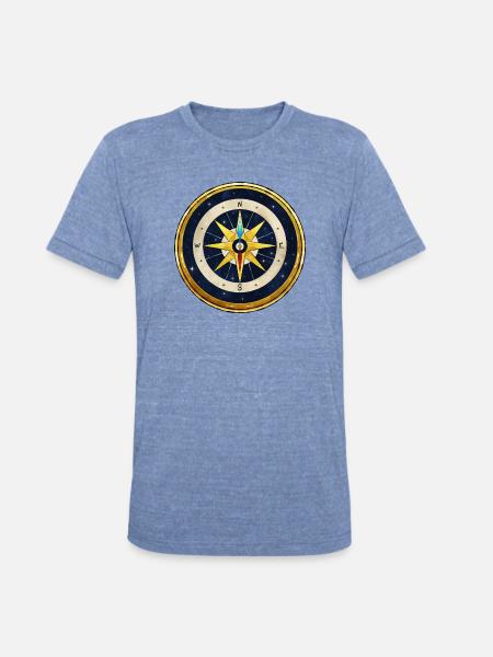 Stellar Golden Compass - Unisex Tri-Blend T-Shirt - heather blue