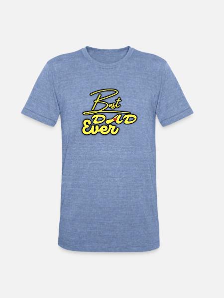 Best Dad Ever Neon Script - Unisex Tri-Blend T-Shirt - heather blue