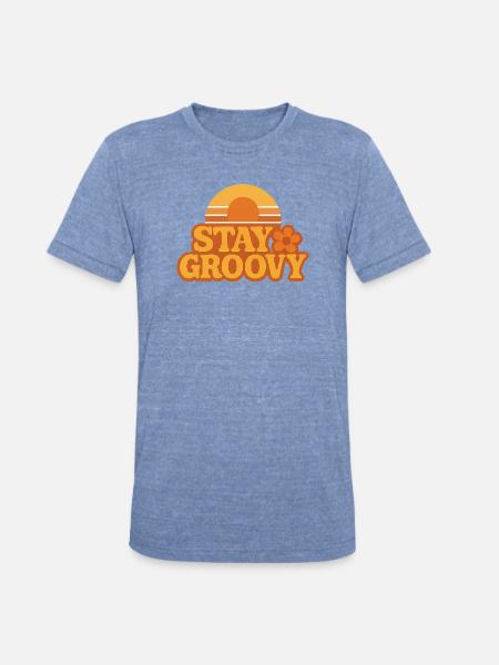 Retro Sunset Stay Groovy Graphic - Unisex Tri-Blend T-Shirt - heather blue