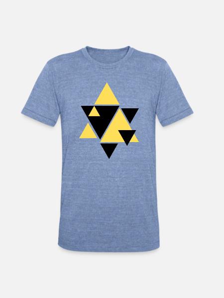 Geometric Golden Triangle Art - Unisex Tri-Blend T-Shirt - heather blue