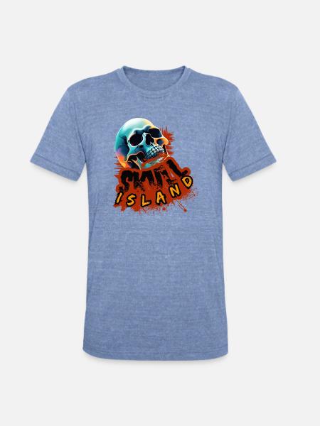 Skull Island Neon Splash - Unisex Tri-Blend T-Shirt - heather blue