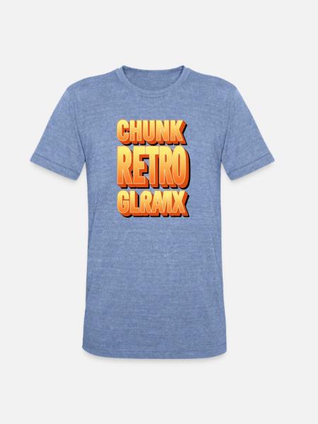 Chunk Retro Glow Glyph - Unisex Tri-Blend T-Shirt - heather blue