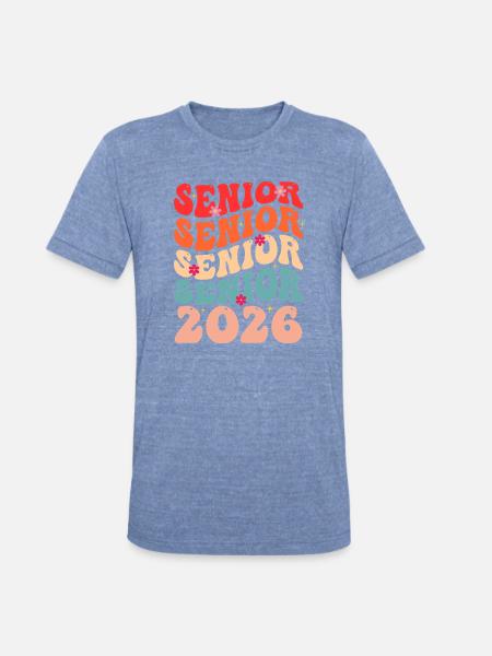 Senior Class 2026 Floral Rainbow - Unisex Tri-Blend T-Shirt - heather blue