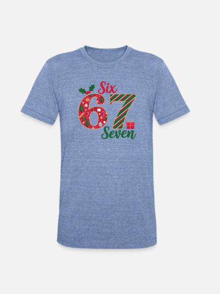 Six Seven Christmas Countdown - Unisex Tri-Blend T-Shirt - heather blue