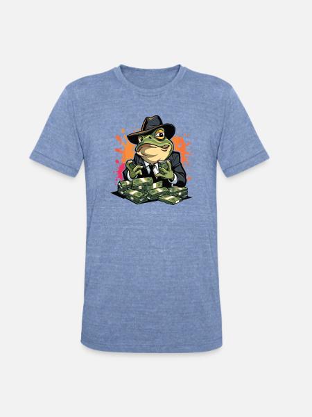 Exaggerated Expression Vector Illustration - Unisex Tri-Blend T-Shirt - heather blue