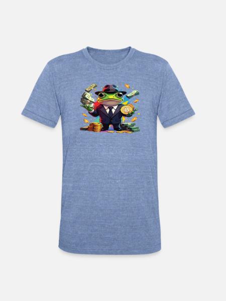 Crypto Frog Tycoon - Unisex Tri-Blend T-Shirt - heather blue
