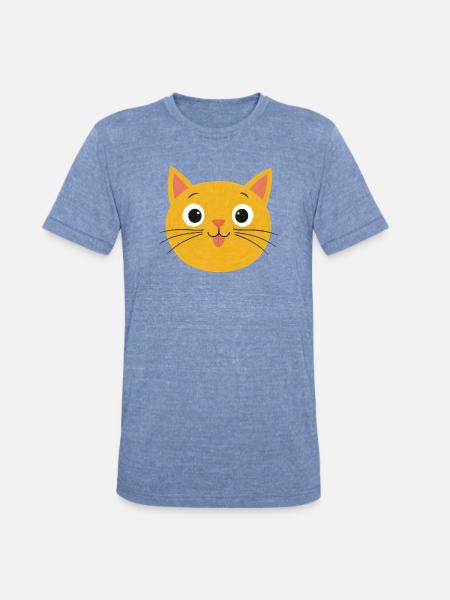Sunny Whiskers Cat Face - Unisex Tri-Blend T-Shirt - heather blue
