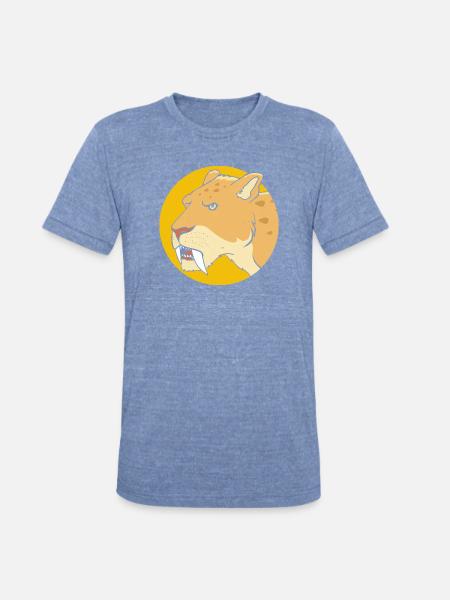 Sabertooth Tiger Prehistoric Smilodon - Unisex Tri-Blend T-Shirt - heather blue