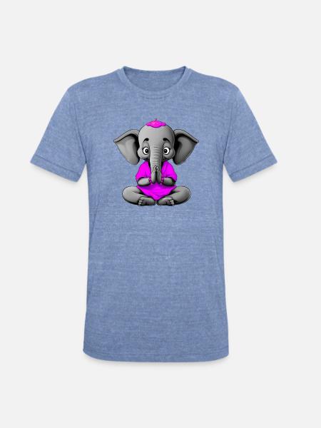 Yogi Elephant - Unisex Tri-Blend T-Shirt - heather blue