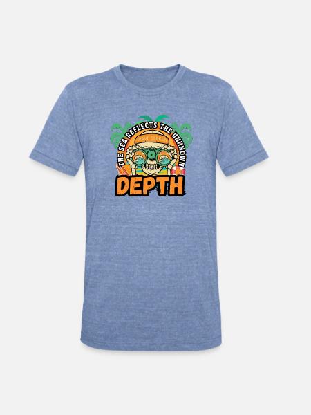 Depth Wave Seeker Skull - Unisex Tri-Blend T-Shirt - heather blue