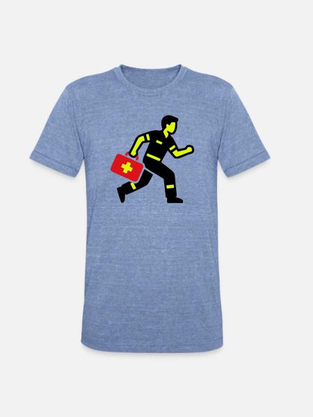 Paramedic Running First Aid Kit - Unisex Tri-Blend T-Shirt - heather blue