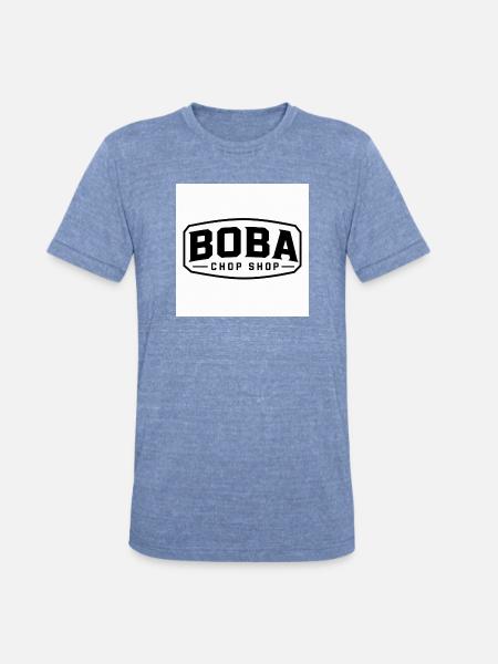 Boba Chop Shop Logo - Unisex Tri-Blend T-Shirt - heather blue