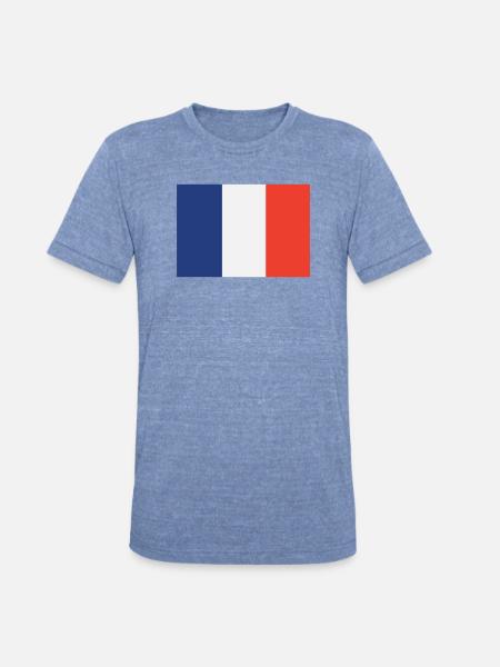 Vertical French Flag Trio - Unisex Tri-Blend T-Shirt - heather blue