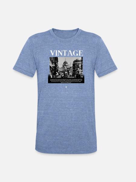 Timeless Mono Streetscape - Unisex Tri-Blend T-Shirt - heather blue