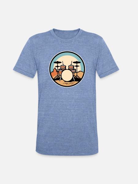 Drum Kit Artwork - Unisex Tri-Blend T-Shirt - heather blue