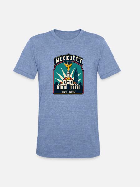 Mexico City CDMX Emblem - Unisex Tri-Blend T-Shirt - heather blue