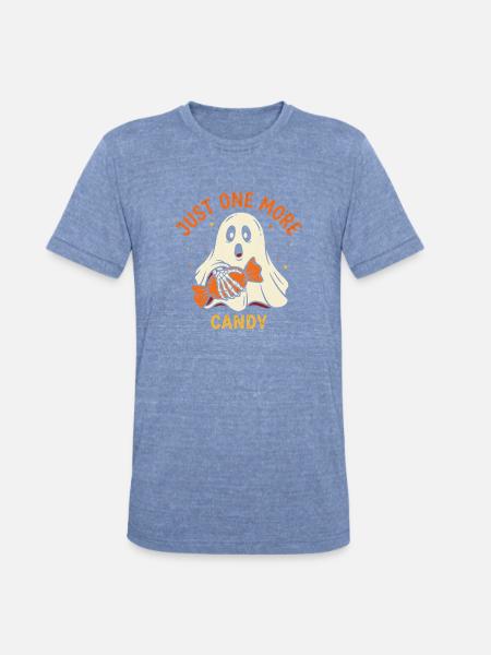 Just One More Candy Ghost - Unisex Tri-Blend T-Shirt - heather blue