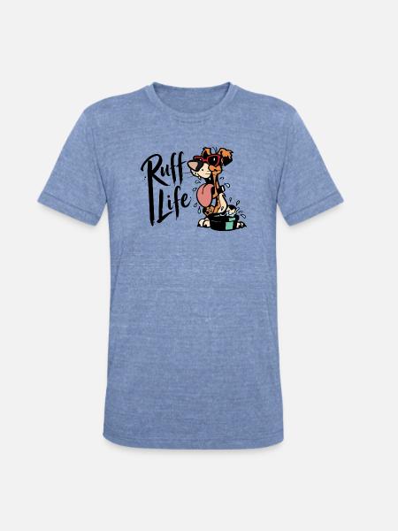 Splashy Sunglasses Pup - Unisex Tri-Blend T-Shirt - heather blue
