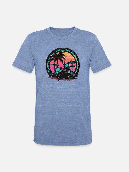 Trap Set Graphic - Unisex Tri-Blend T-Shirt - heather blue