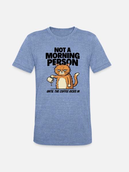 Grumpy Cat Coffee Pour - Unisex Tri-Blend T-Shirt - heather blue