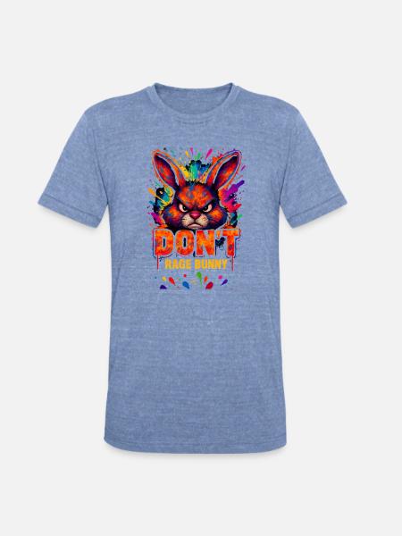 Rage_Bunny - Unisex Tri-Blend T-Shirt - heather blue