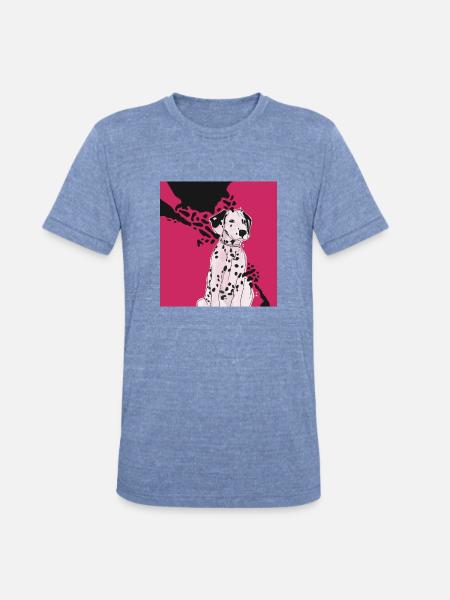 Pink Dalmatian - Unisex Tri-Blend T-Shirt - heather blue