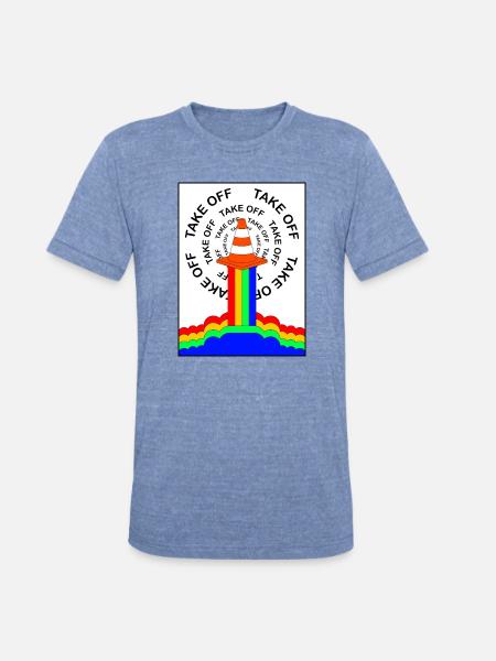 Safety Cone Rocket Rainbow Smoke Funny - Unisex Tri-Blend T-Shirt - heather blue