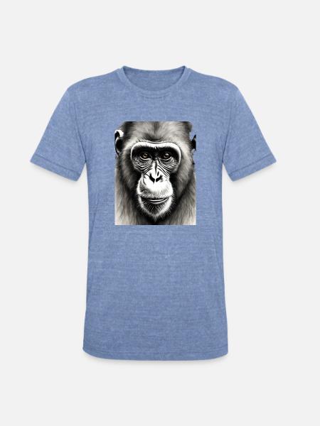 Chimp in Charcoal 2 - Unisex Tri-Blend T-Shirt - heather blue