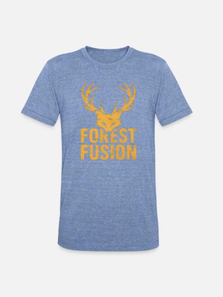 Forest Fusion Deer Embroidery Design - Unisex Tri-Blend T-Shirt - heather blue